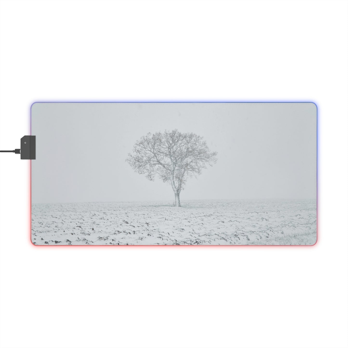 LED Gaming Mouse Pad — Minimal Winter Tree RGB Desk Mat