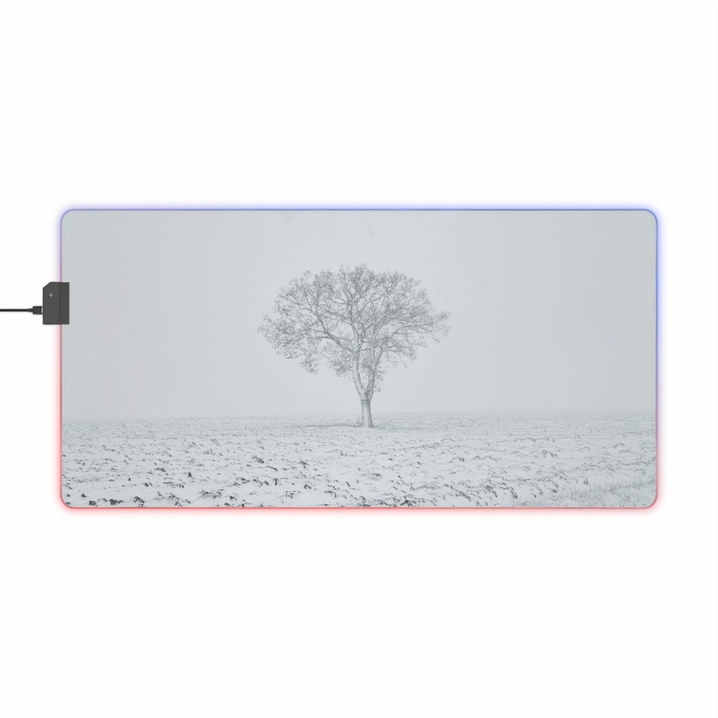 LED Gaming Mouse Pad — Minimal Winter Tree RGB Desk Mat
